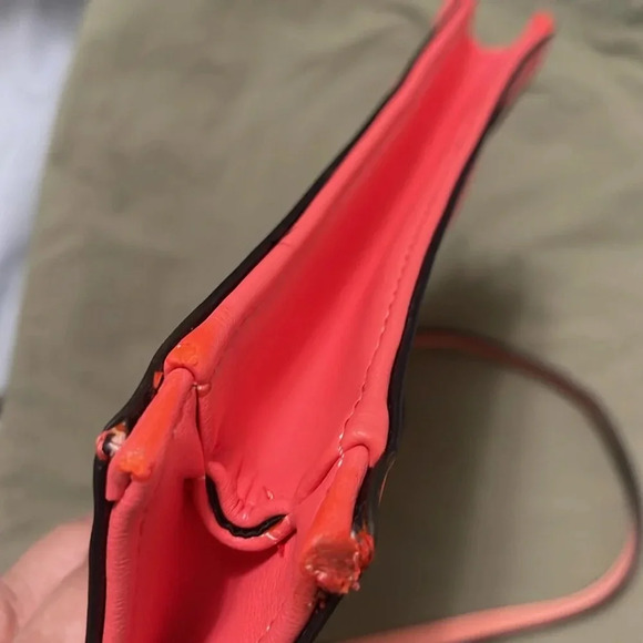 Neiman Marcus Orange and Peach purse Vegan Leather Good Pre-owned Condition. - Picture 7 of 8